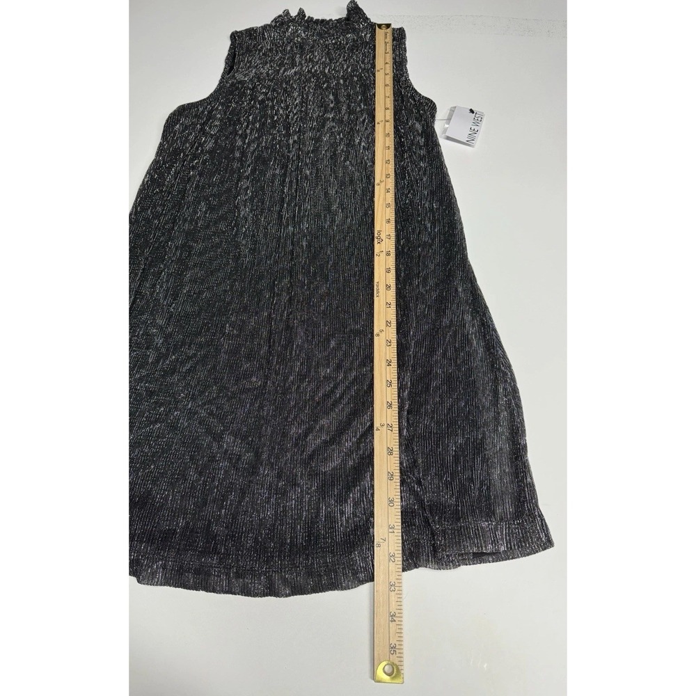 Nine West Womens XS Black & Silver Smocked Knee-Length Lined Dress - Picture 4 of 8